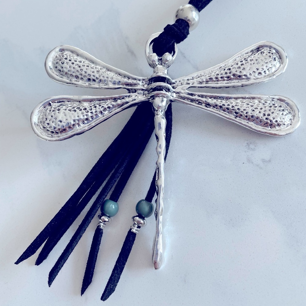 Silver Dragonfly Pendant Necklace